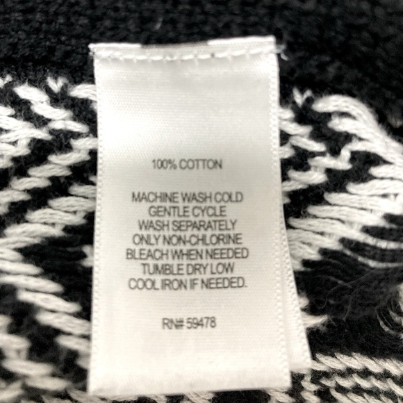 𝅺IF IT WERE ME 100% Cotton BLACK AND WHITE BOHO PONCHO - Size Small - Picture 12 of 12